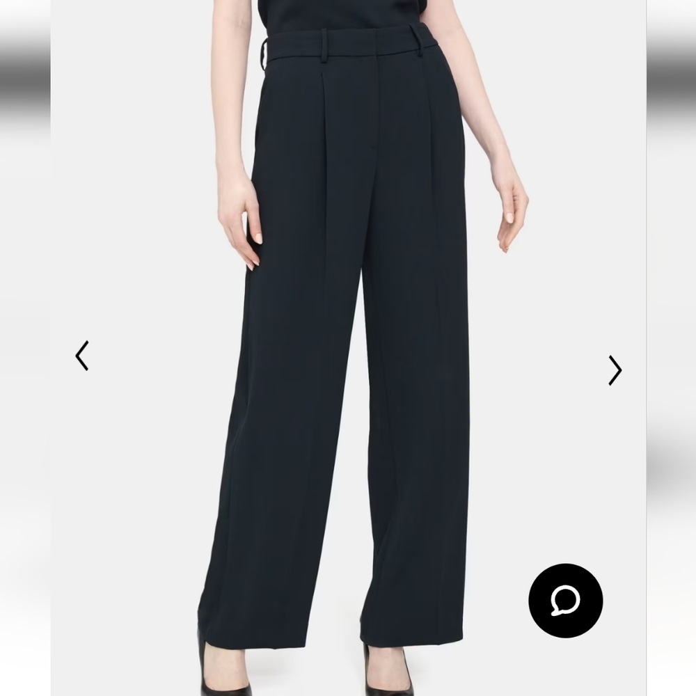 Theory high waist wide leg trousers in Black/Midnight Navy, size 0